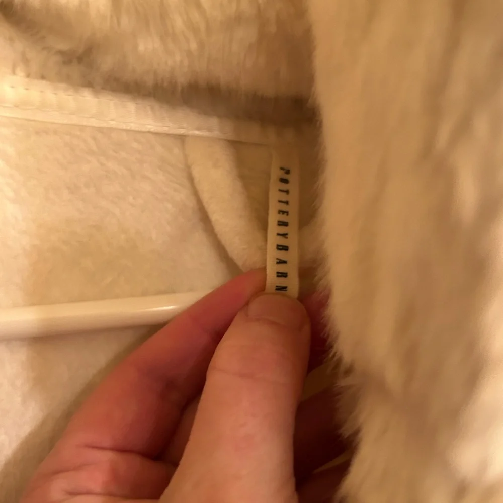 Like New Pottery Barn Hooded Plush Robe with Faux Fur Interior - Picture 2 of 11
